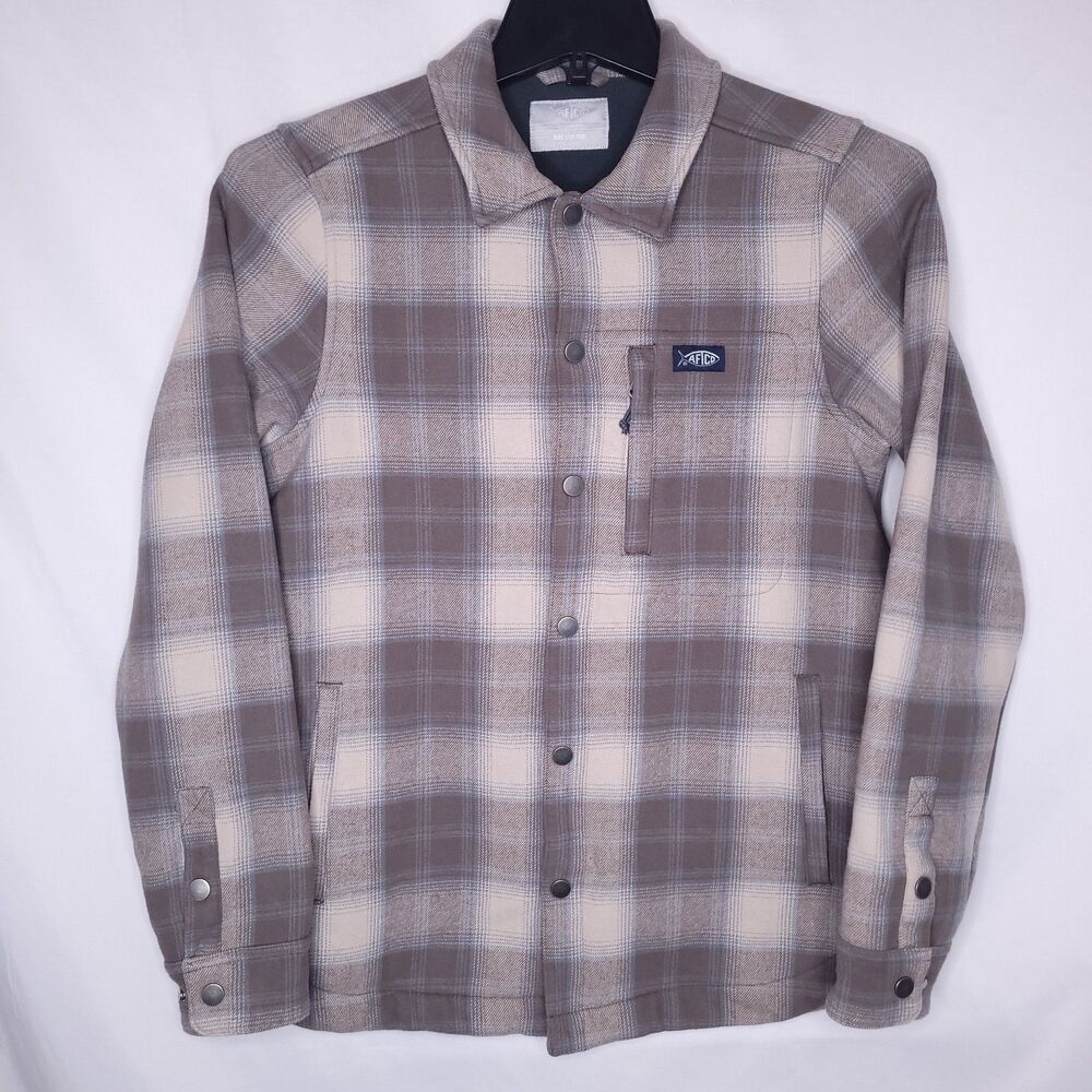 Aftco Stout Shacket Womens Medium Plaid Brown Fleece